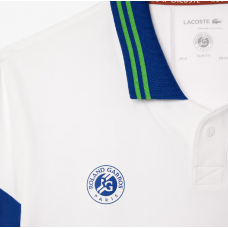 CAMISA LACOSTE POLO ROLAND GARROS MEDVEDEV - BRANCO/AZUL/VERDE